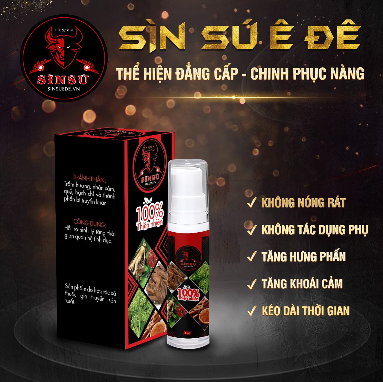 Chai Xịt Sìn Sú Ê Đê - Tây Nguyên - Kéo Dài Quan Hệ Nam Giới - (Lọ 5ml)
