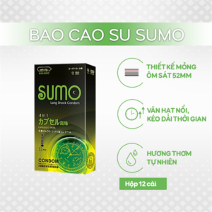 Sumo 4 in 1 52mm, Hộp 12 cái – Bao cao su gân gai kéo dài thời gian